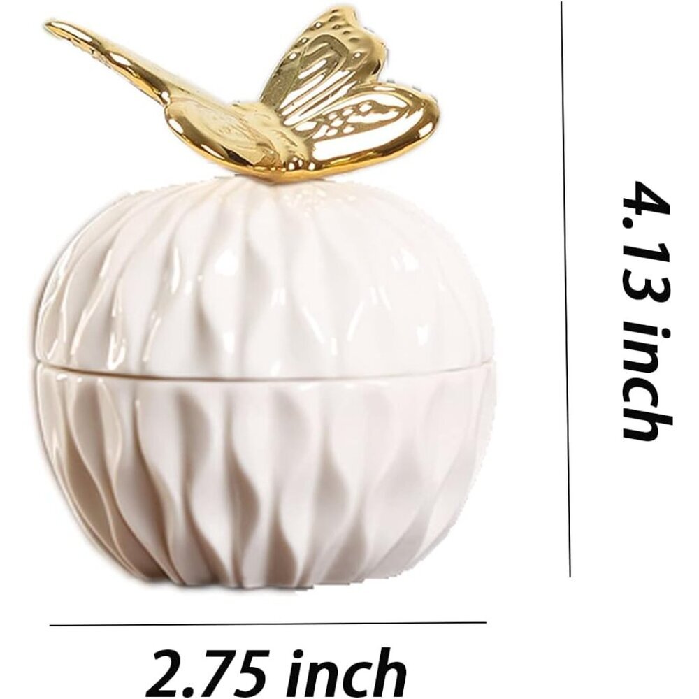 Golden Cute Butterfly Jewelry Storage Box - Charming 4.2" Ceramic Keepsake - Picture 3 of 5